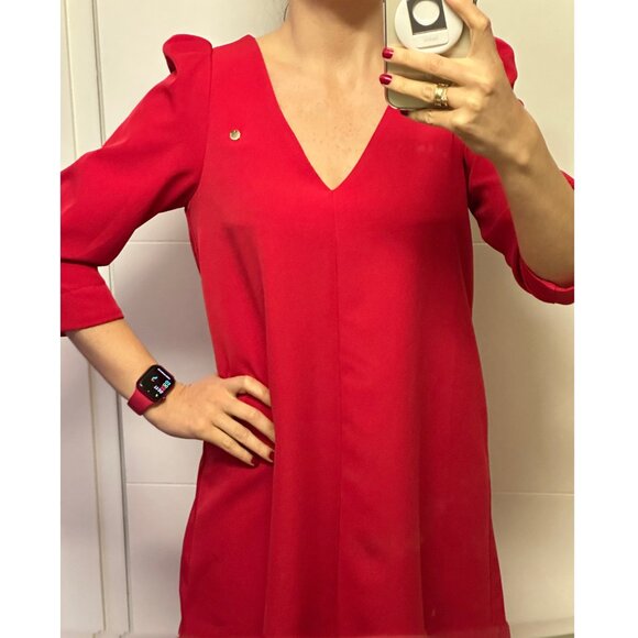 Red V-Neck Dress by RINASCIMENTO - New Without Tags - Picture 4 of 7